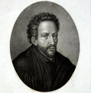 Ovales Porträt von Jakob Bald mit Robe